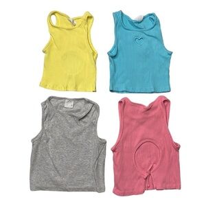 Zara Colorful Girls 8-9 Y cropped Tank Tops Set of 4